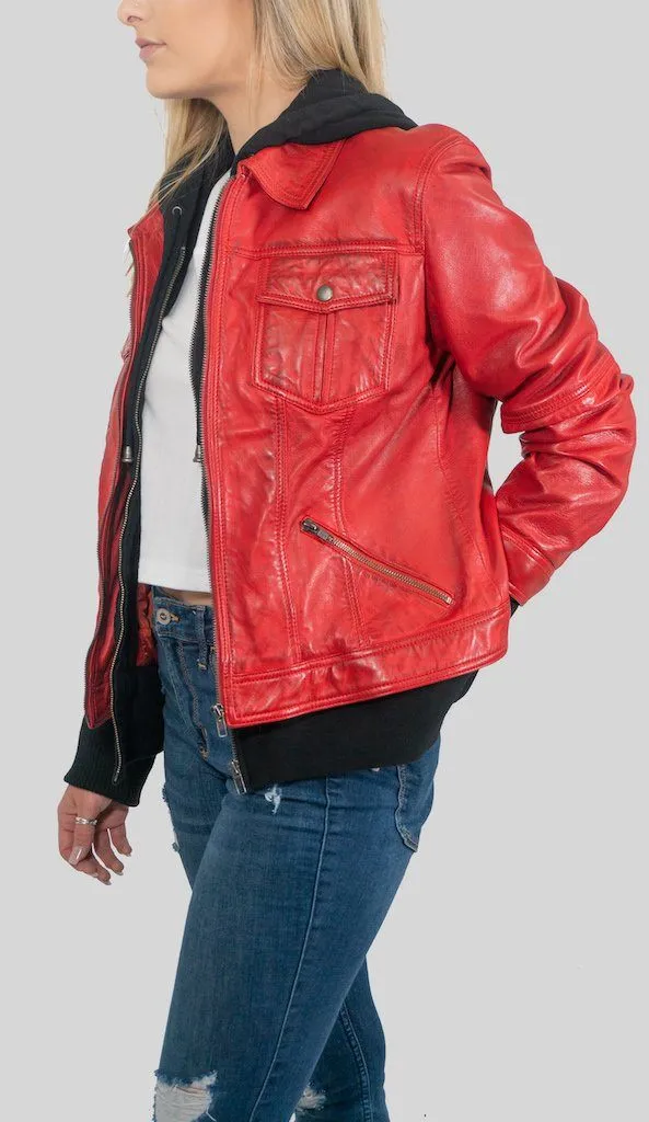 Annalise Womens Leather Jacket Red