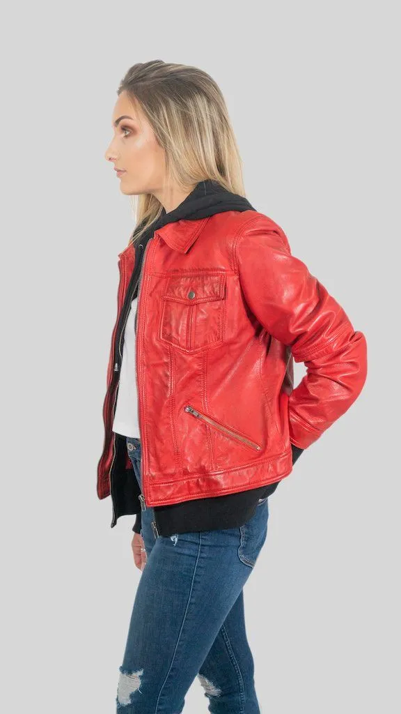 Annalise Womens Leather Jacket Red