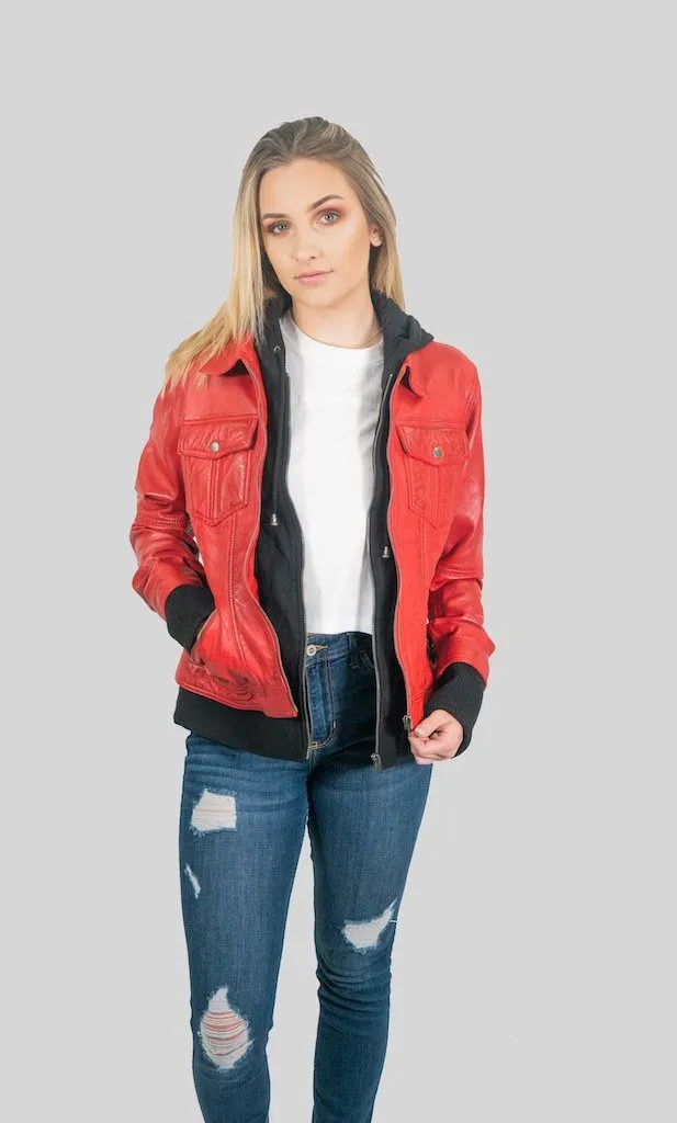 Annalise Womens Leather Jacket Red