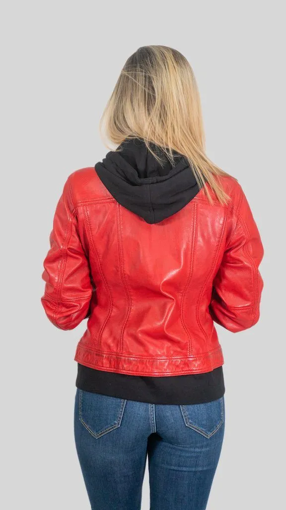 Annalise Womens Leather Jacket Red