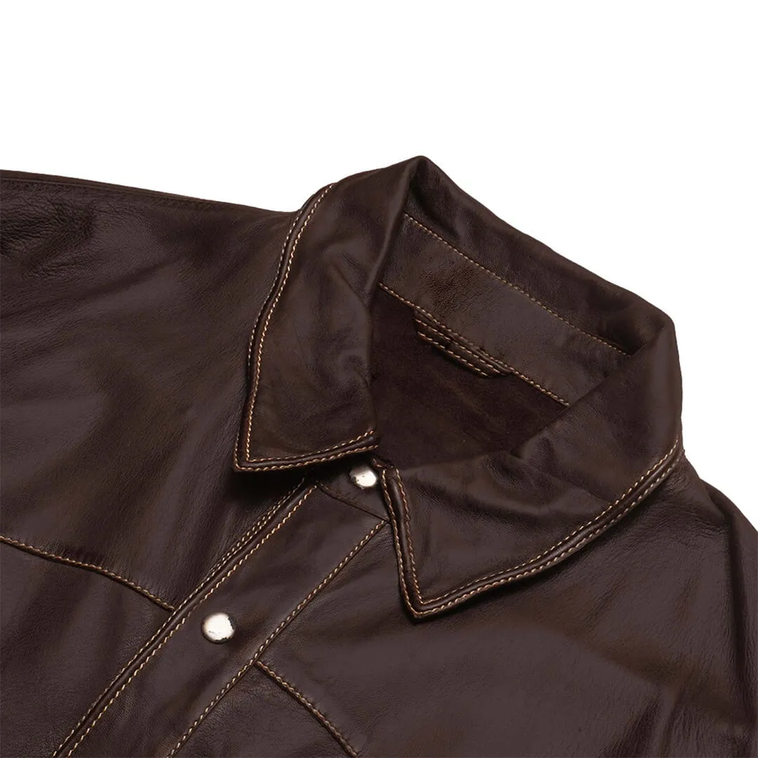 Brad Western Brown Leather Shirt