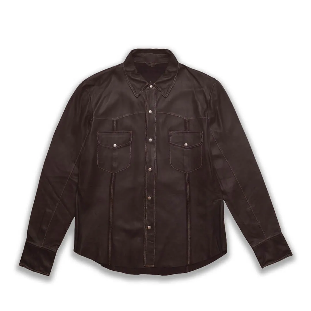 Brad Western Brown Leather Shirt