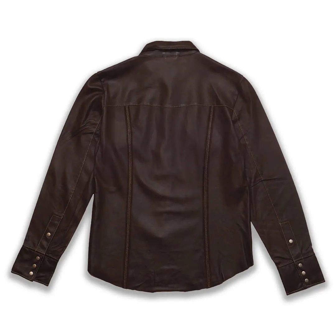 Brad Western Brown Leather Shirt