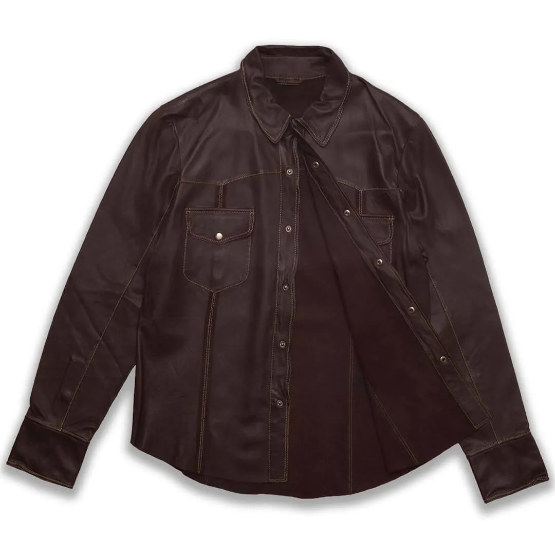 Brad Western Brown Leather Shirt