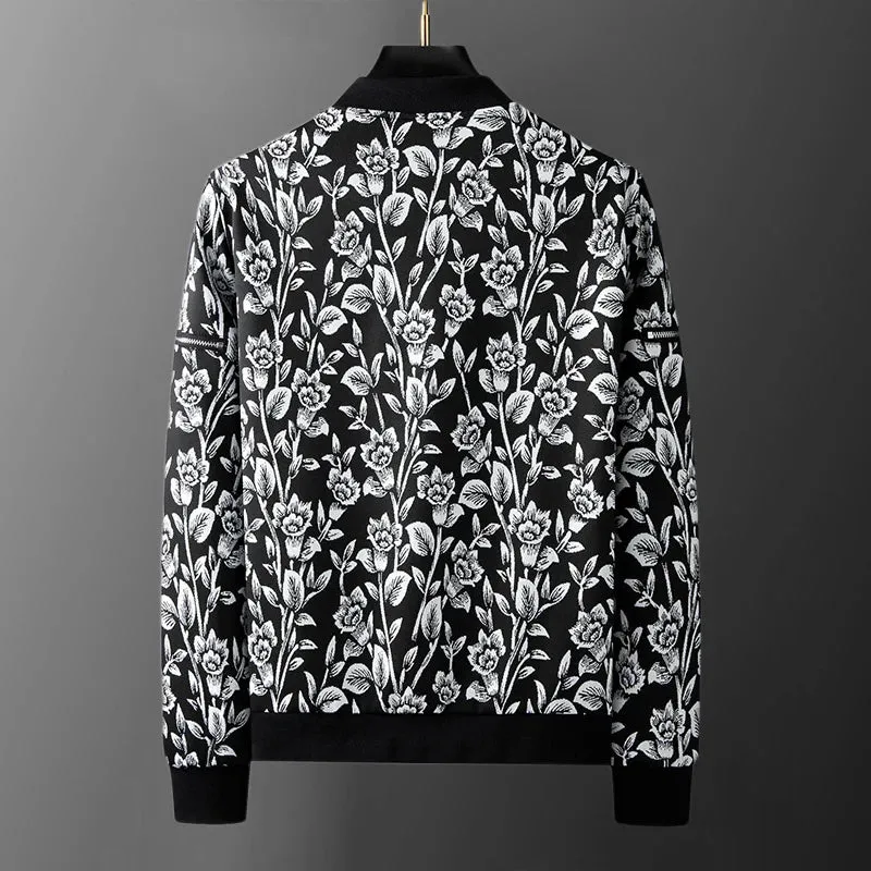 Contrasting Floral Printing Pattern Jacket