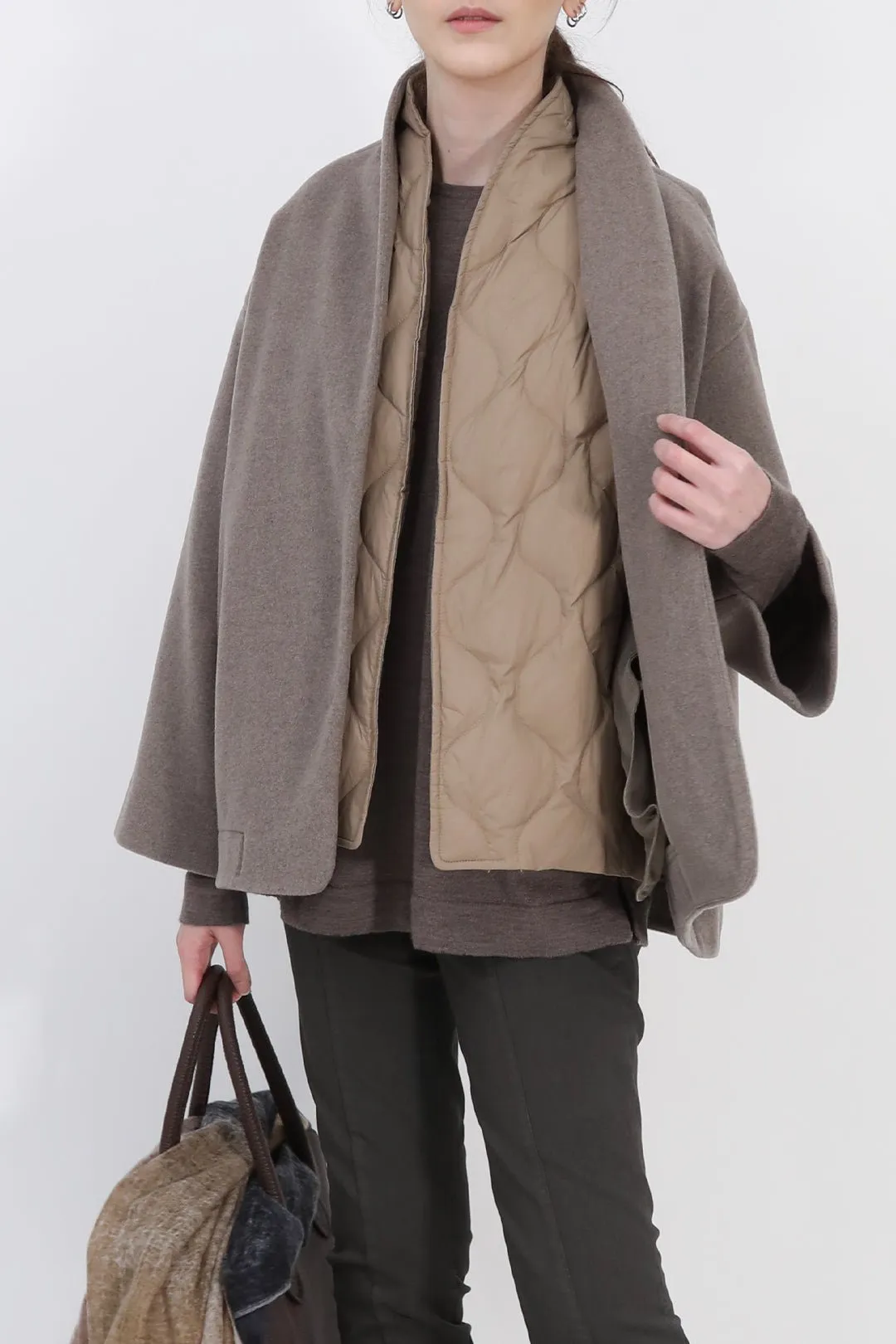 ELENA ITALIAN VIRGIN WOOL & GOOSE DOWN TWO PIECE COAT SET IN TAUPE