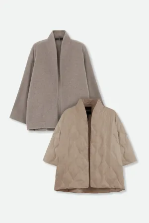 ELENA ITALIAN VIRGIN WOOL & GOOSE DOWN TWO PIECE COAT SET IN TAUPE