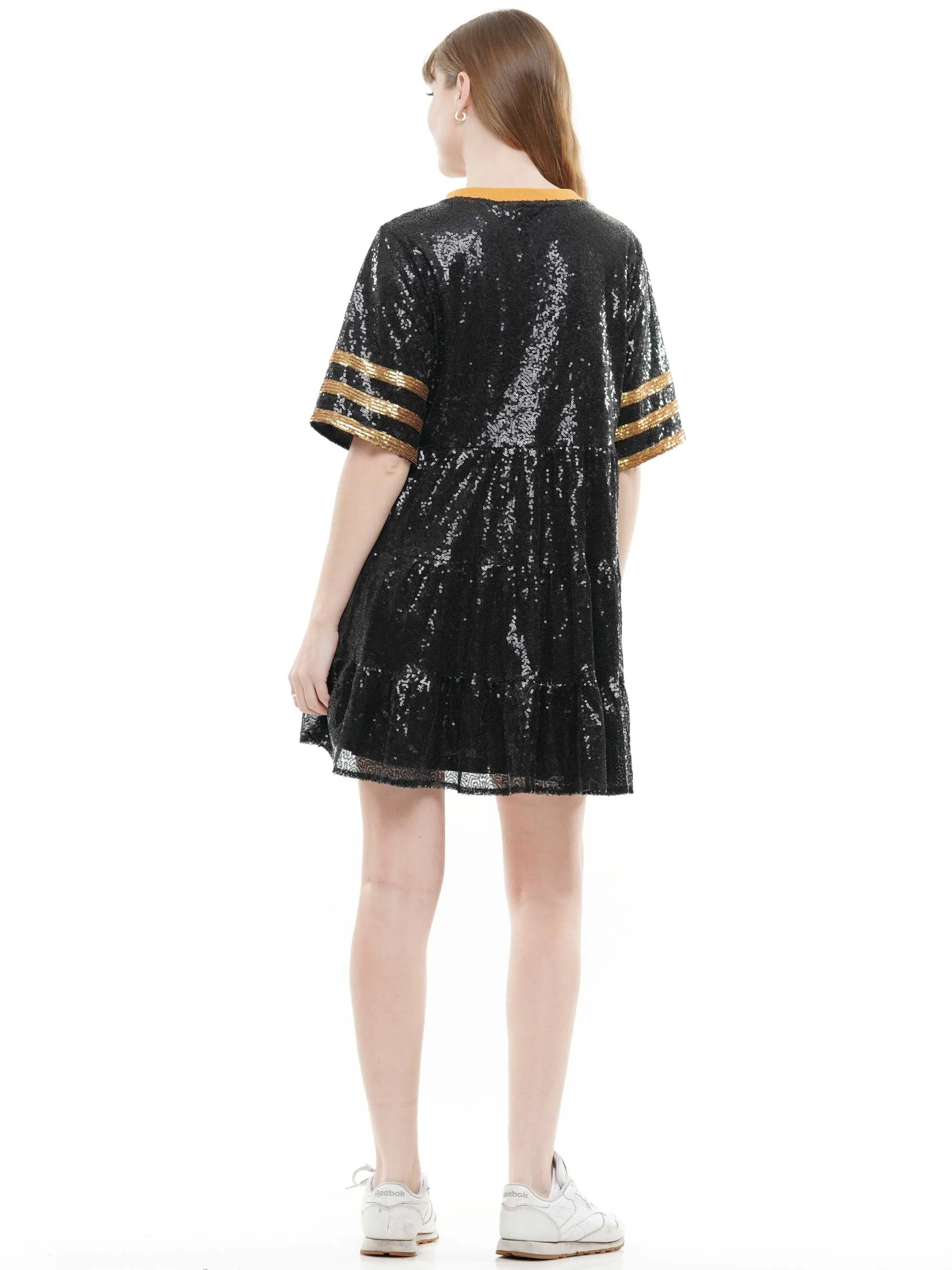 Gameday Jersey Stye Sequin BabyDoll Dress