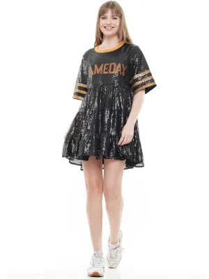 Gameday Jersey Stye Sequin BabyDoll Dress