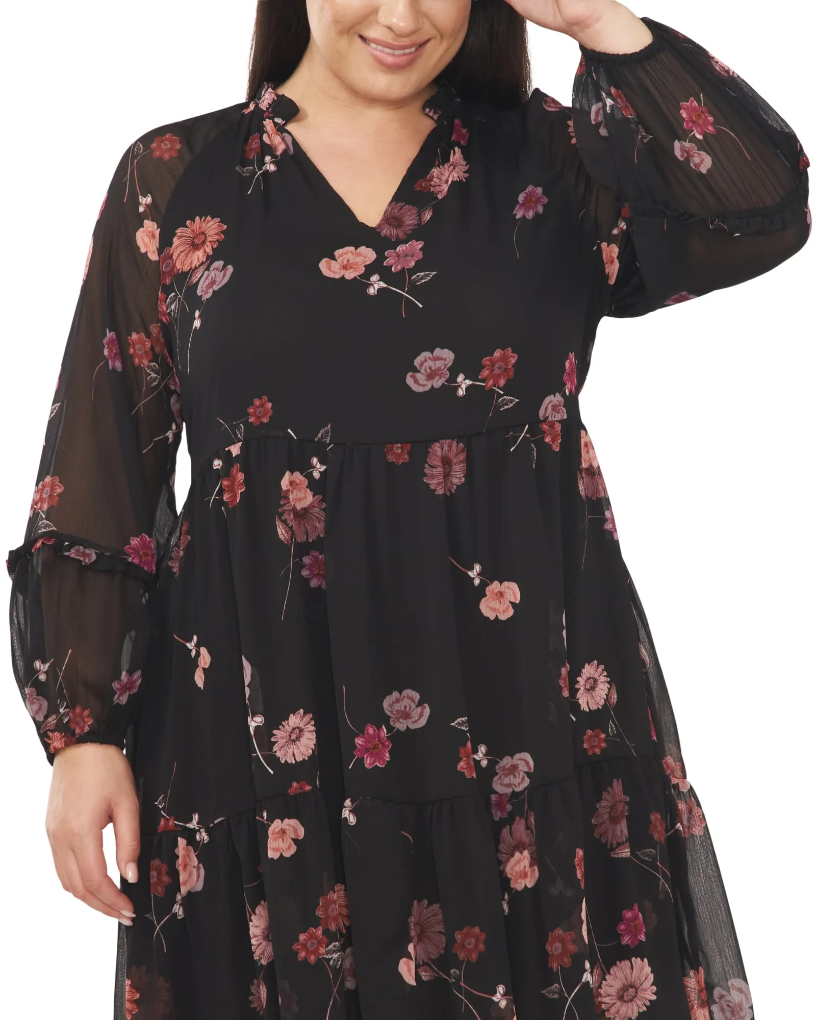 Isabella Printed Babydoll Dress | RICH BLACK