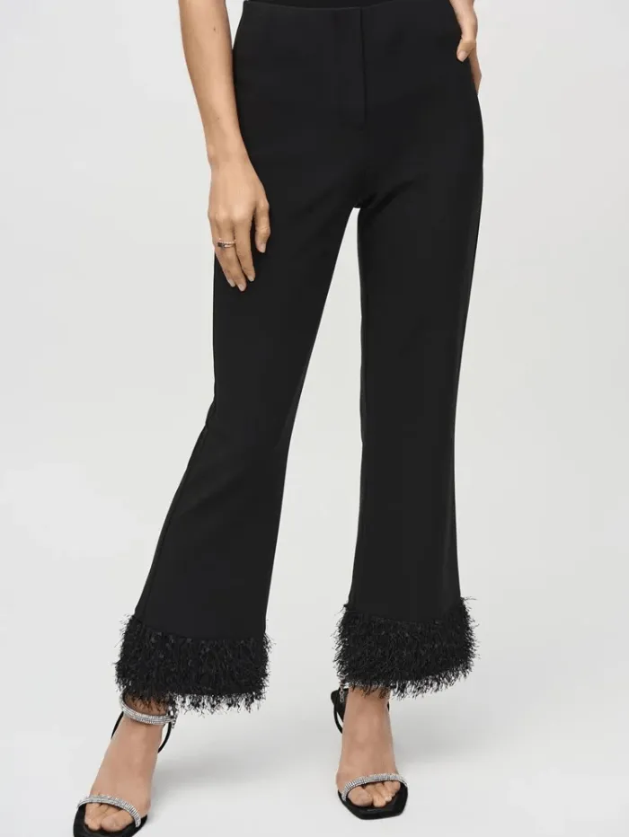 Joseph Ribkoff Women's Silky Knit Flared Trousers With Fringed Hem 244193 Col 11