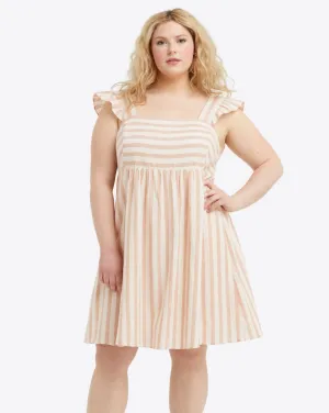 Maddie Babydoll Dress in Camel Cabana Stripe