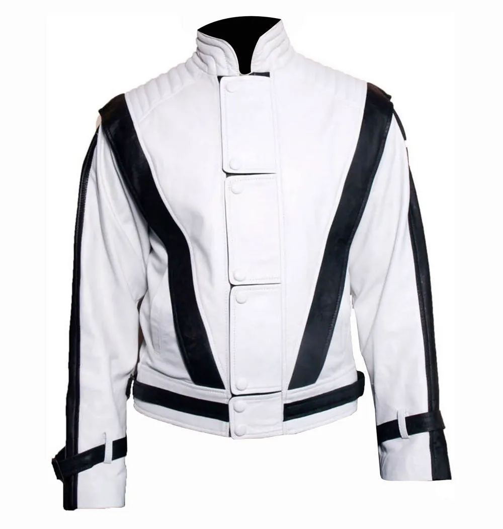 Michael Jackson Thriller White Leather Jacket