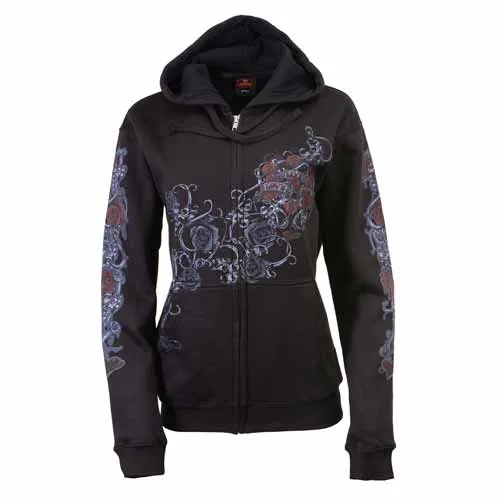 Milwaukee Leather MPLH228000 Women's Black Hoodie Sweatshirt with Live, Love, Ride and Roses Artwork Print