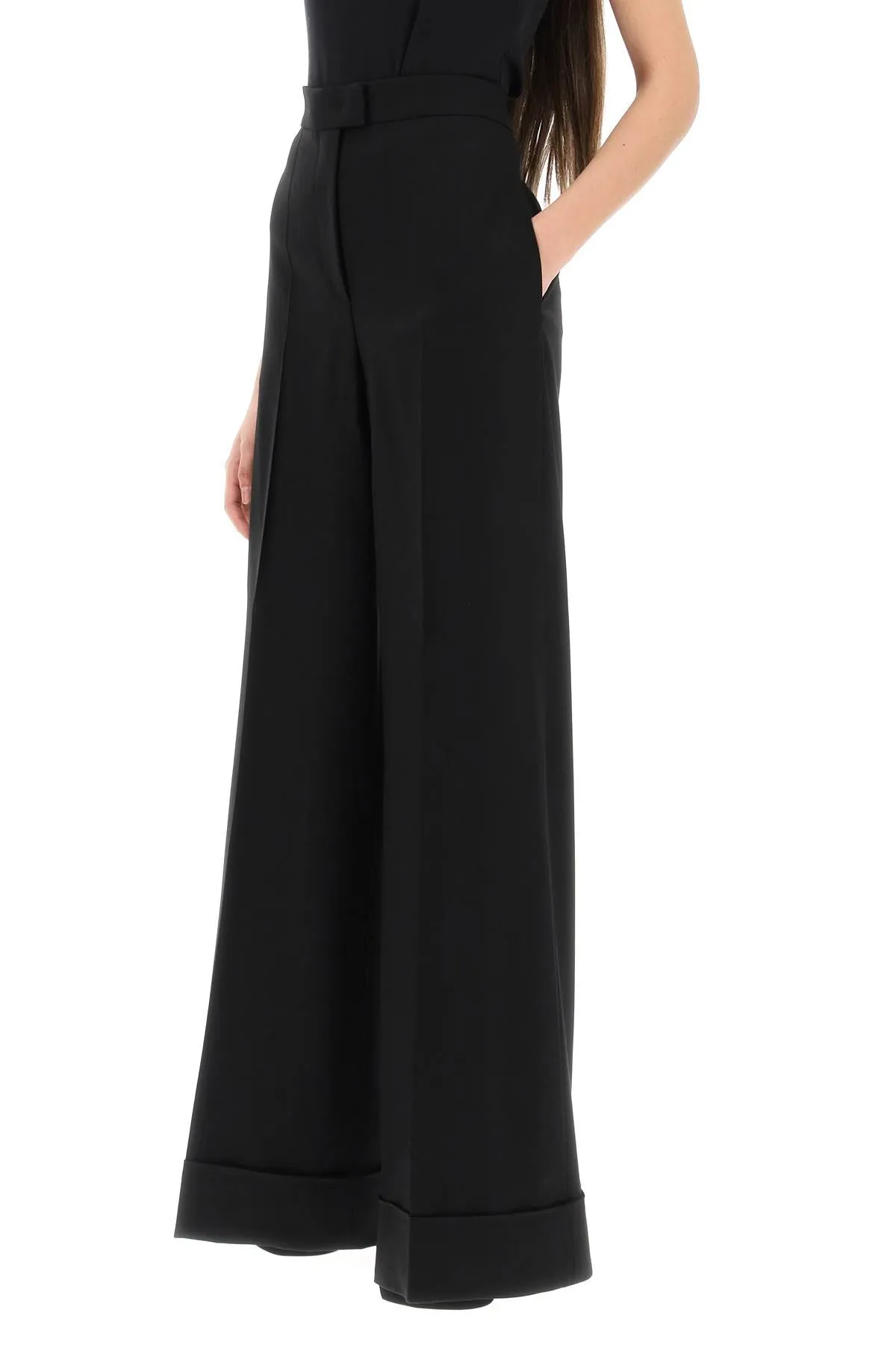 Moschino cuffed palazzo trousers in wool gabardine