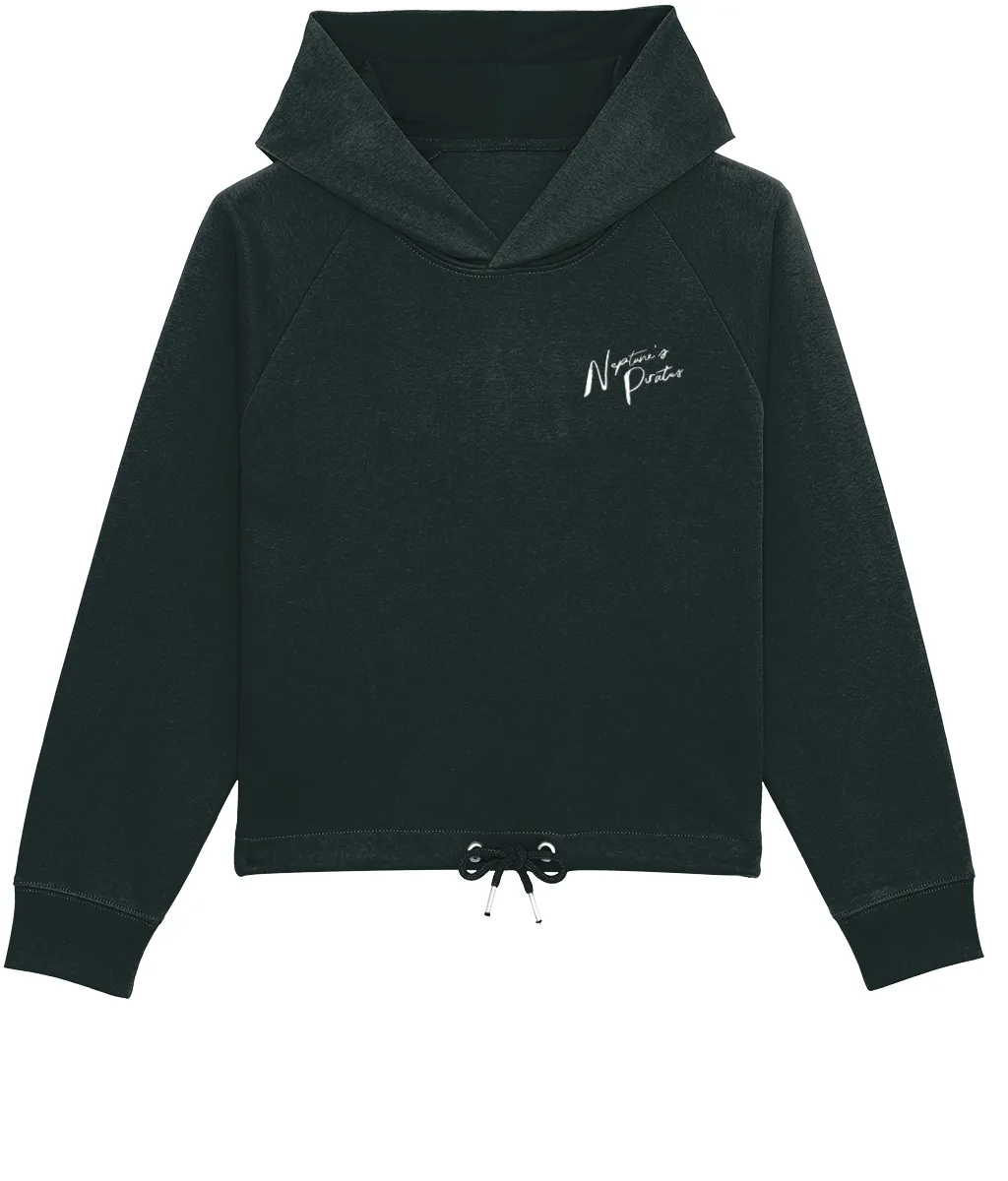 Neptune's Pirate Skull Logo Women's Boxy Cropped Hoodie