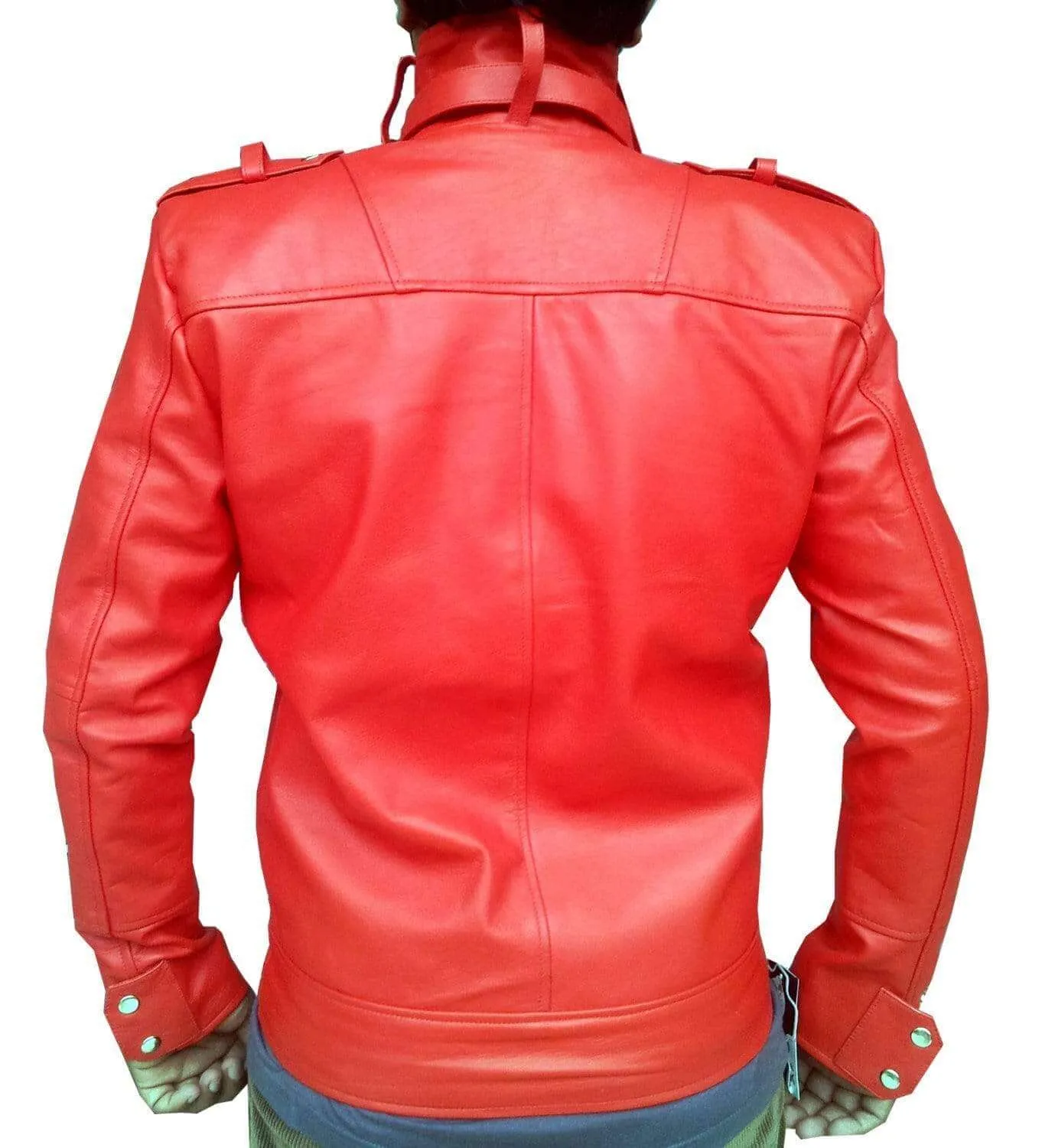 New Men's Red Bomber Slim Fit Leather Jacket, Men leather jacket