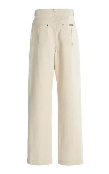 Off White Cotton Wide Leg Pant