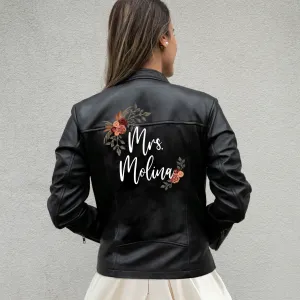 (Real Leather) Custom Bride Leather Jacket