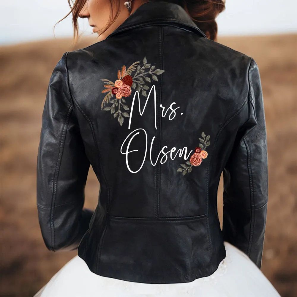 (Real Leather) Custom Bride Leather Jacket