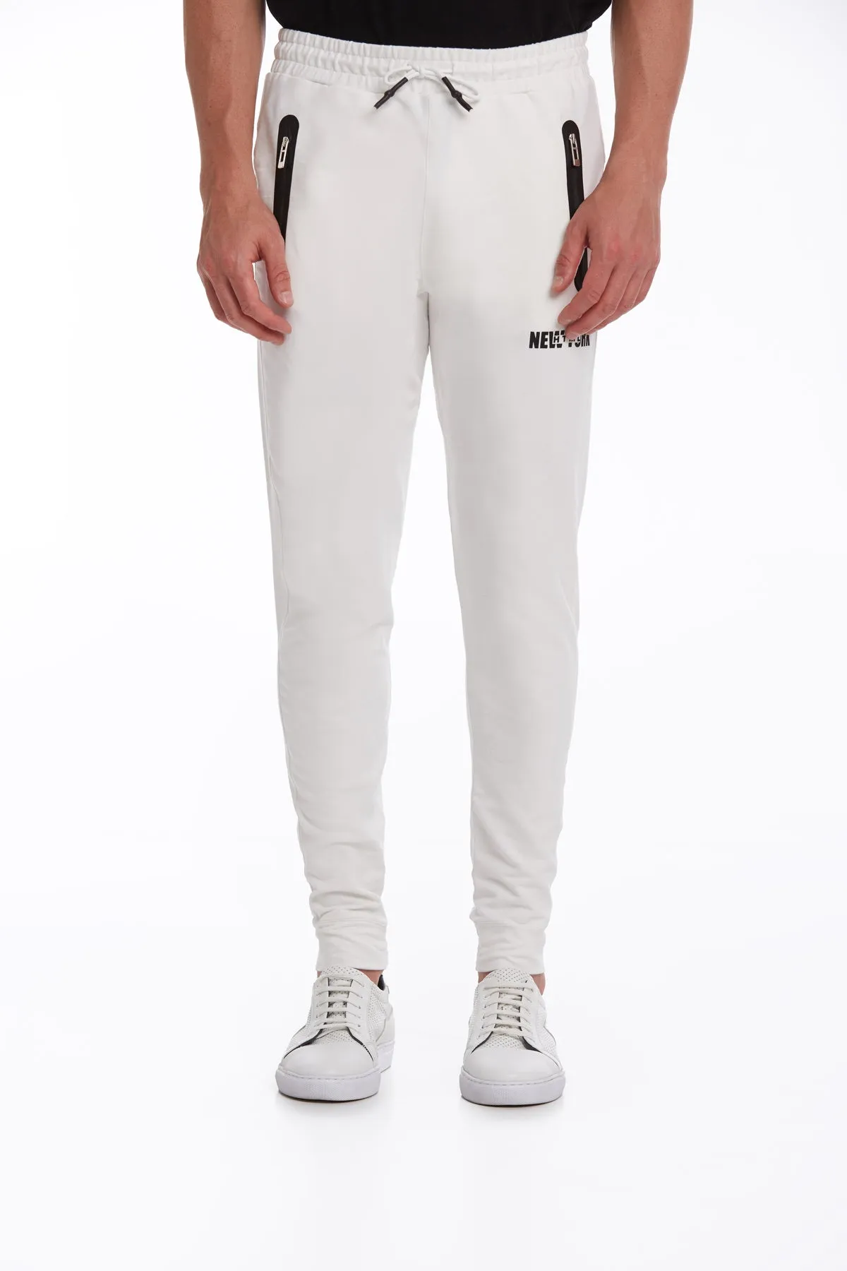 Regular Fit Cotton Blend White Sweatpants