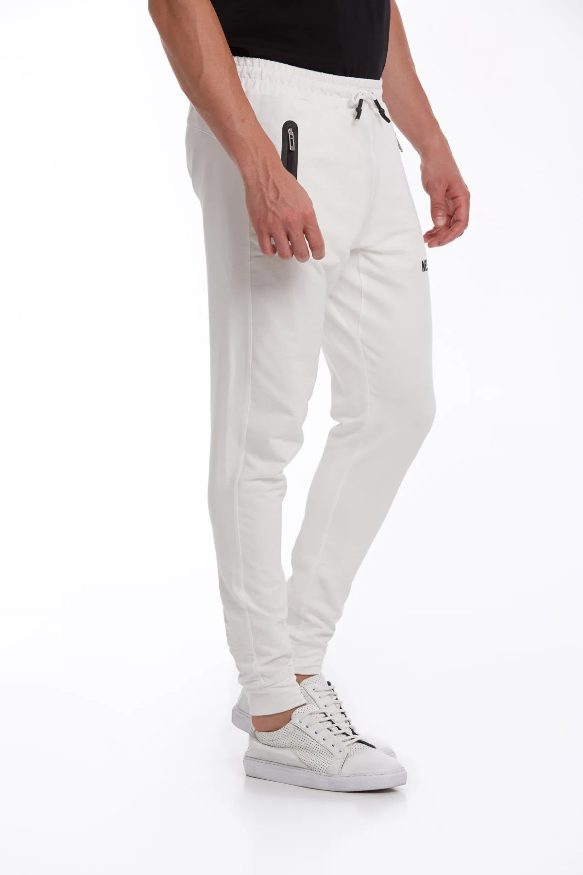 Regular Fit Cotton Blend White Sweatpants