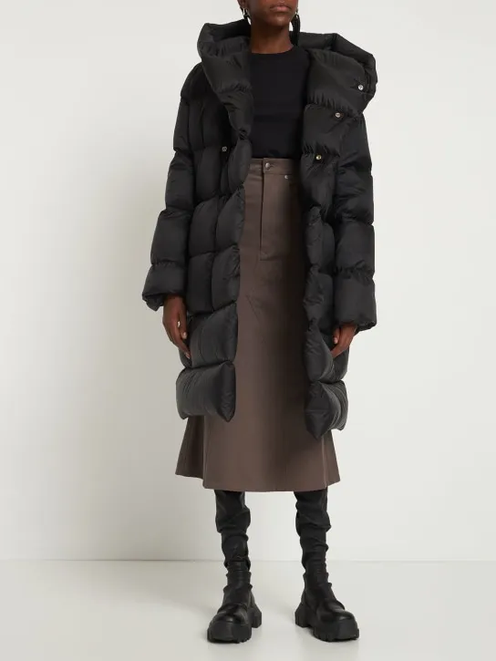 Rick Owens   LS hooded liner long down coat 