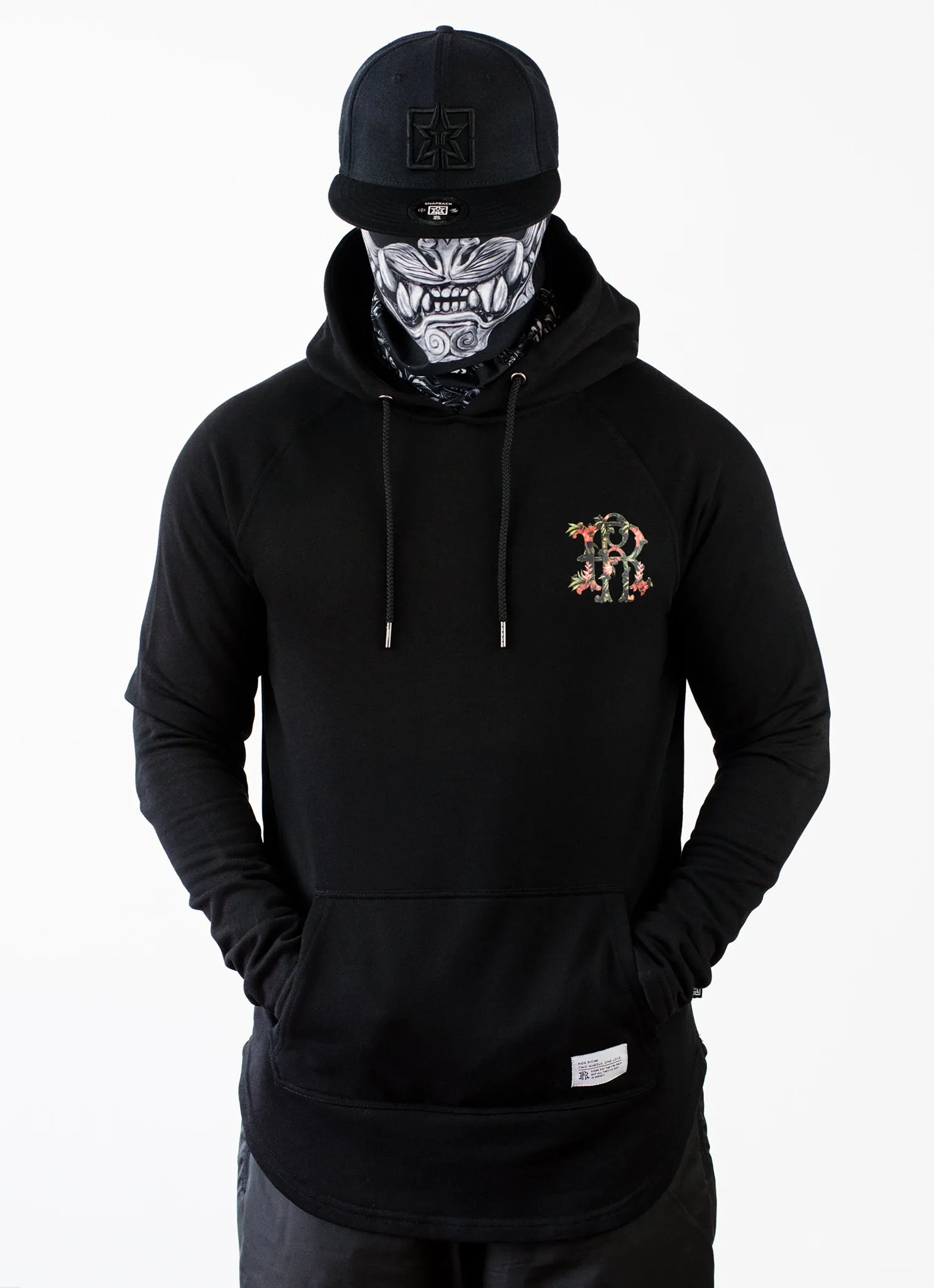 RR Filigree & Flowers Scoop Pullover Hoodie {Black}