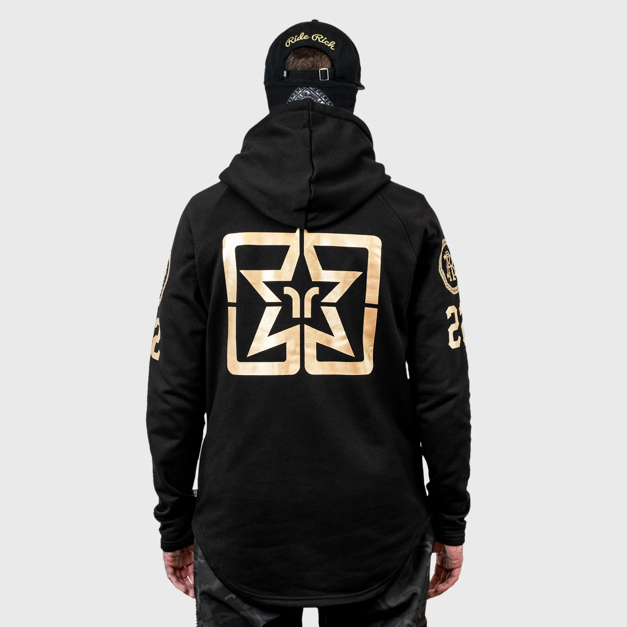 RR Squad Scoop Pullover Hoodie {Gold on Black}