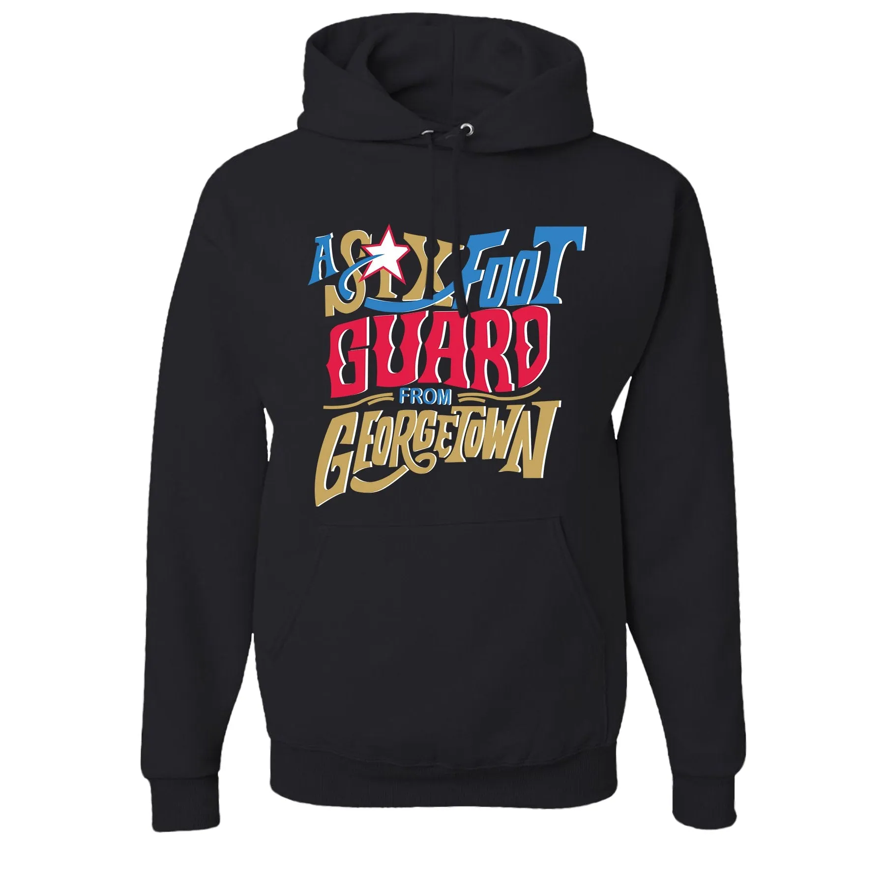 Six Foot Guard From Georgetown Pullover Hoodie | Bubba Chucks Black Hooded Sweatshirt