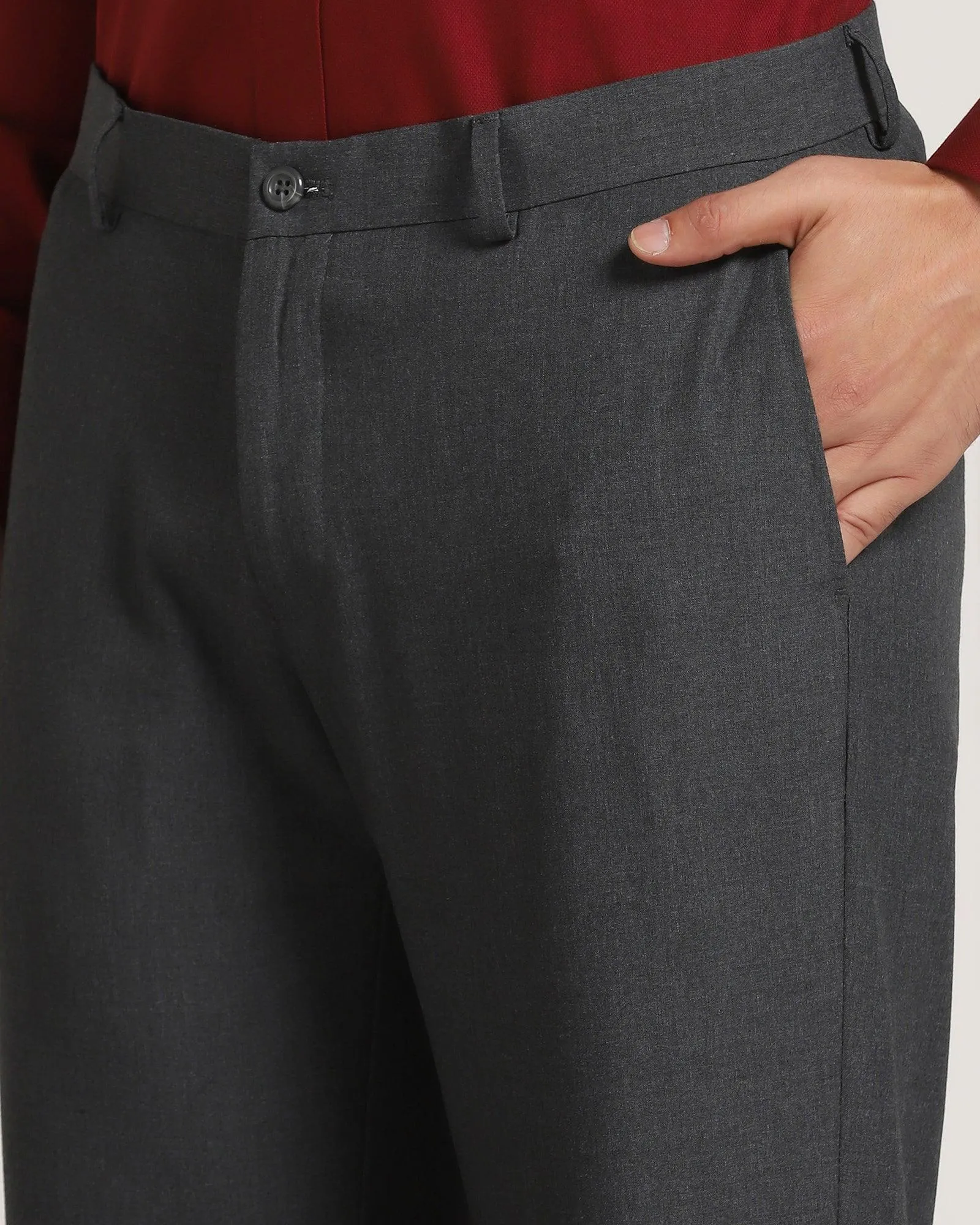 Slim Comfort B-95 Formal Grey Solid Trouser - Angel