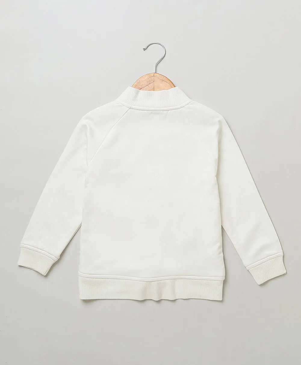 Sweetlime By As White Cotton Fleece Jacket