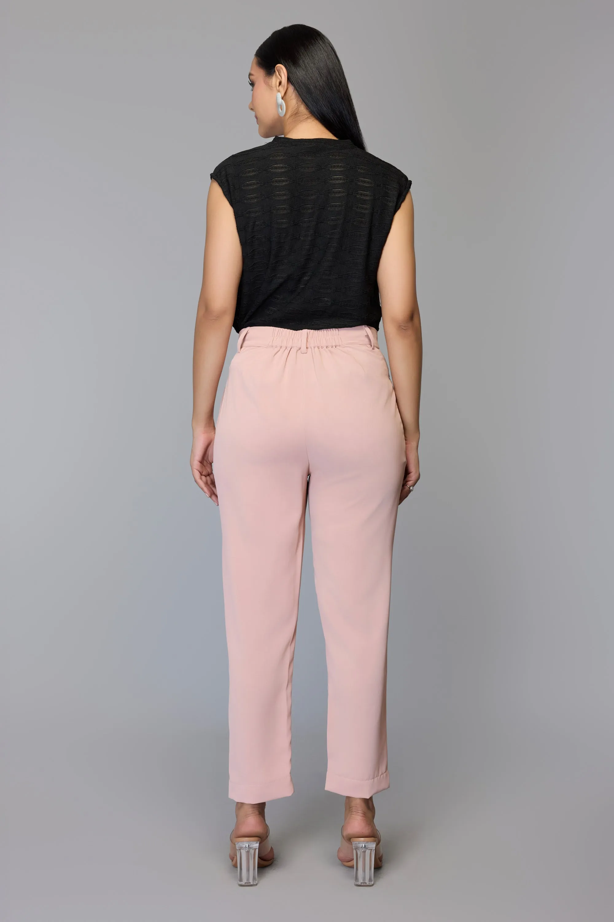 Women’s Peach Tailored High-Waist Trousers