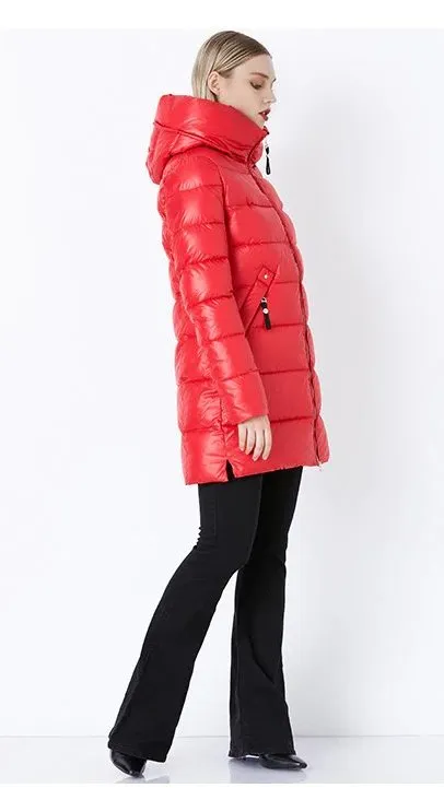 Women's Winter Warm Long Down Coat With Hood