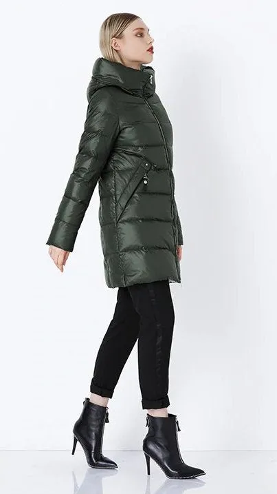 Women's Winter Warm Long Down Coat With Hood